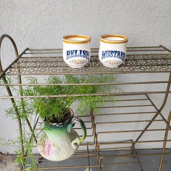 Set of 2 Vintage Relish and Mustard Jars - Made in Japan - Retro Condiment Conta - Picture 2 of 8